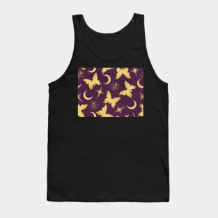 Gold Stamped Butterflies and Sunbursts on Royal Purple Tank Top